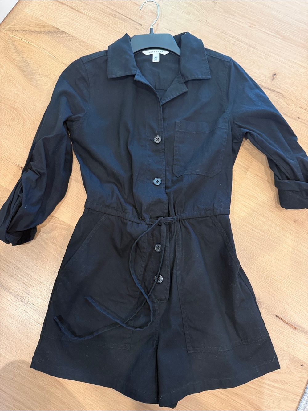POPSUGAR Black Button-Front Utility Romper